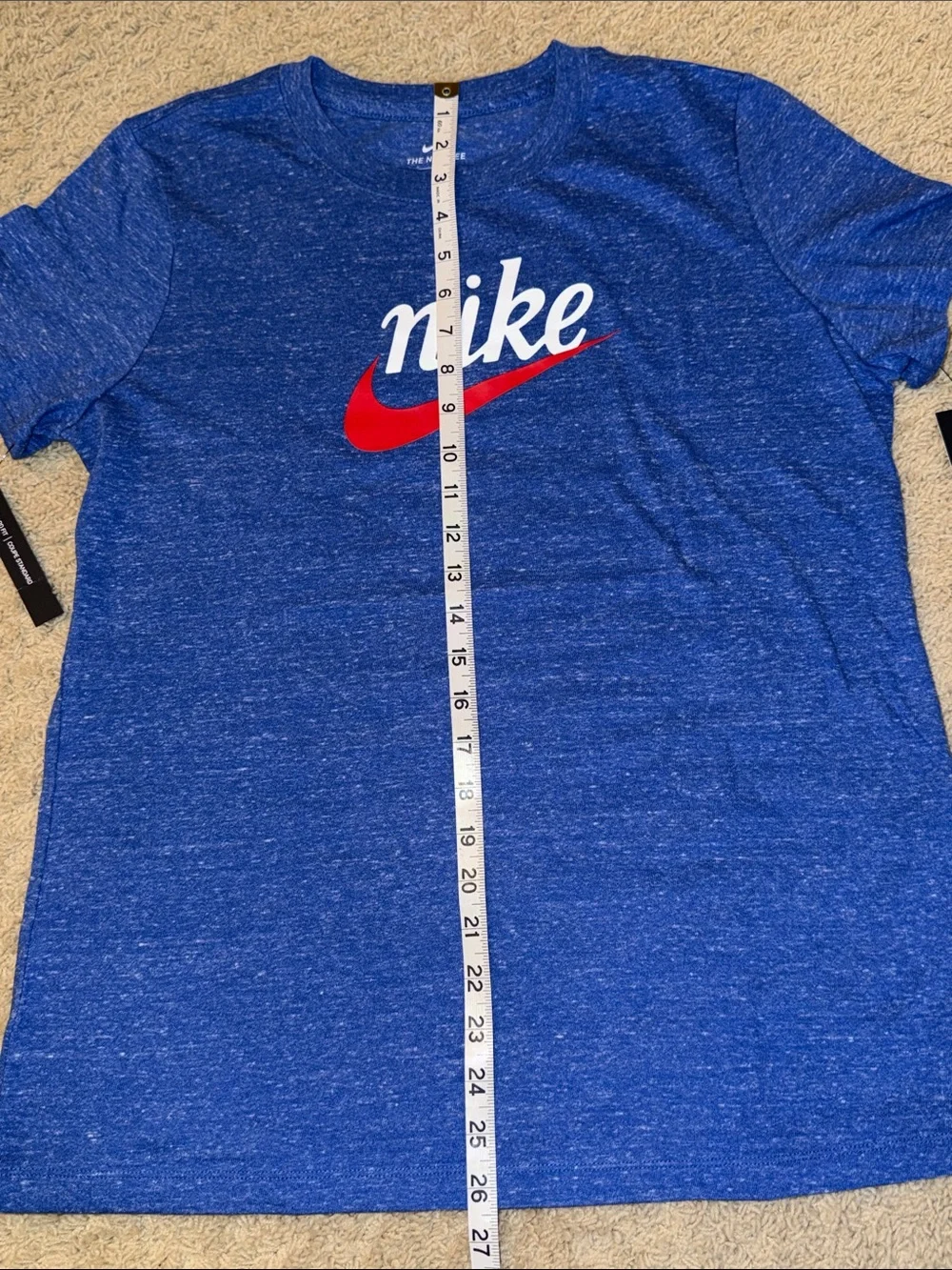 Nike Heather Blue Short Sleeve Tee with Red Swoosh